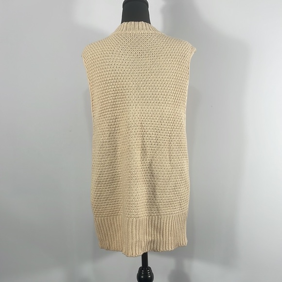 Ivory Sweater Vest,Knit Sweater Vest,Sleeveless Casual Knit,V neck,long,small - Picture 6 of 11
